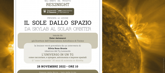 Lesson "Il sole dallo spazio: da Skylab al Solar Orbiter" by Ester Antonucci - Genoa, November 28th, 2022