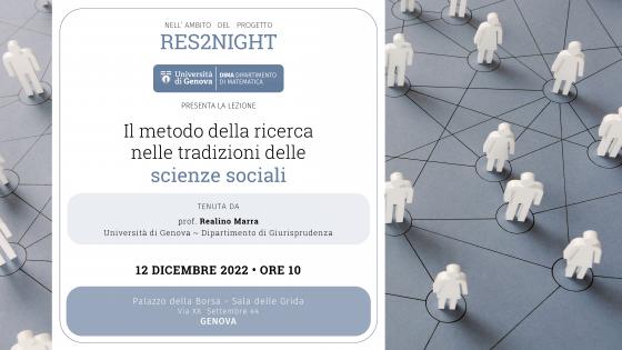 poster RES2NIGHT project  – Il metodo della ricerca nelle tradizioni delle scienze sociali